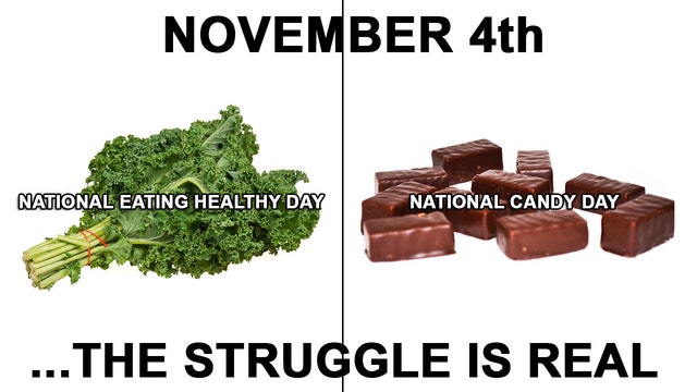 National Eating Healthy, Candy 'holidays' fall on same day