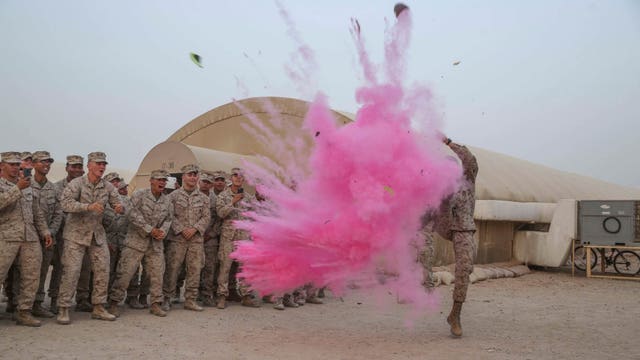 Marine reveals baby's gender while deployed overseas