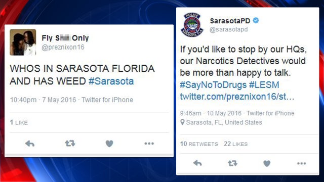 Tweet looking for drugs answered by Sarasota police