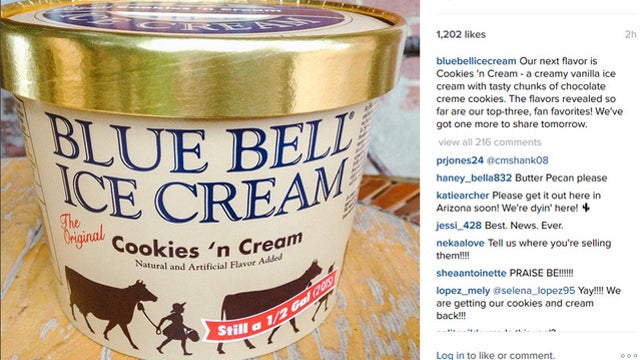 Cookies 'n Cream third Blue Bell flavor returning to shelves