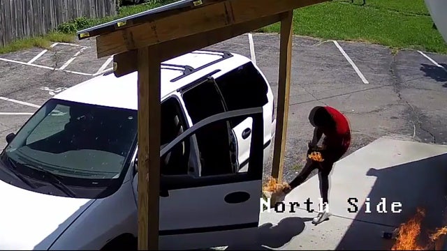 WATCH: Police seek arsonist who set himself on fire