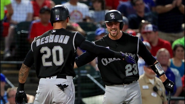 Desmond homers twice as Rockies rally for 9-5 win at Rangers