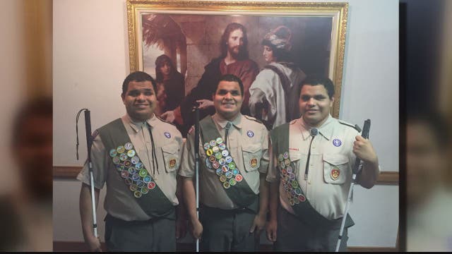 Blind triplets make history by achieving rank of Eagle Scout
