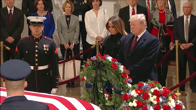 President Trump, first lady pay respects to former President George H.W. Bush