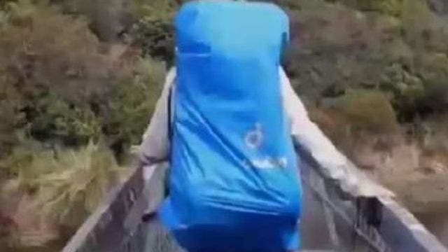 VIDEO: Tourists plunge 26ft as suspension bridge collapses