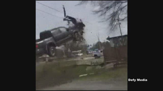 Truck goes airborne during high-speed chase