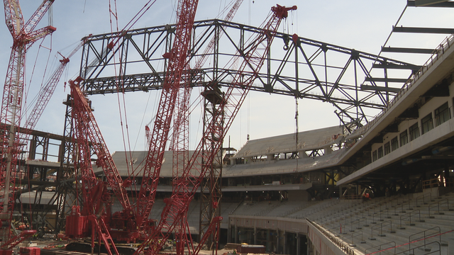 Construction underway on Globe Life Field's retractable roof
