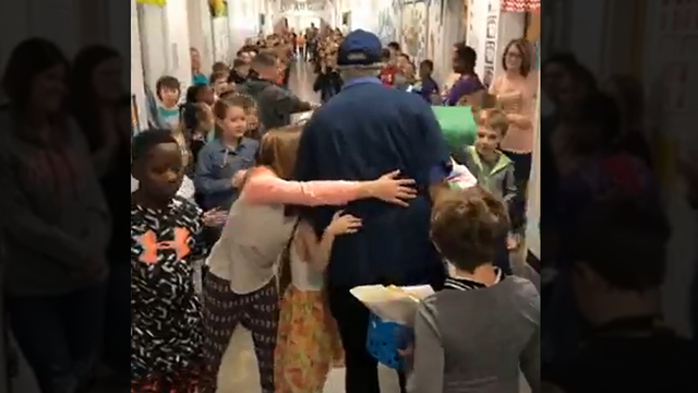 Students throw janitor a heartwarming 80th birthday bash at school