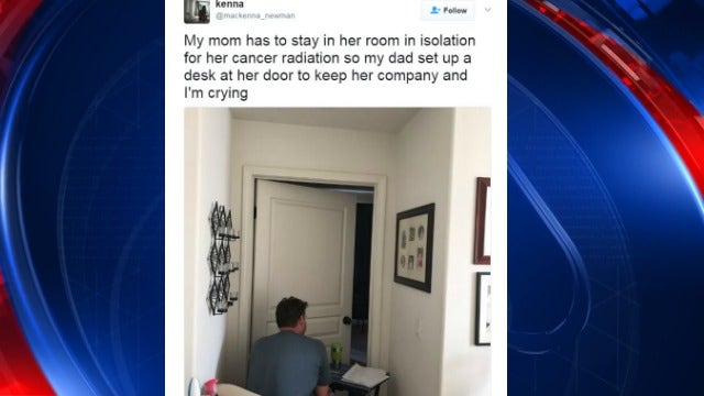 Viral photo: Man keeps wife company while she battles cancer