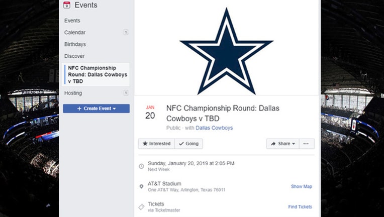 Jinxing themselves? Cowboys create Facebook event for NFC Championship game