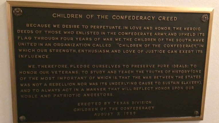 Texas capitol confederate plaque