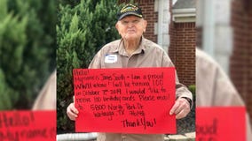 World War II veteran asks for 100 cards to celebrate his 100th birthday