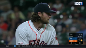 Cole reaches 300 Ks for season, Astros beat Rangers 3-2