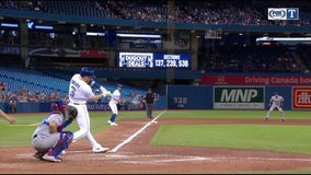 Drury hits first career grand slam, Jays rout Rangers 19-4