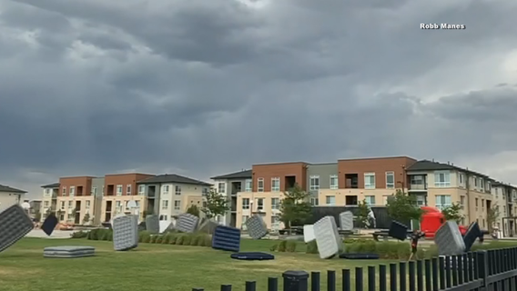 Runaway air mattresses take flight during outdoor movie event