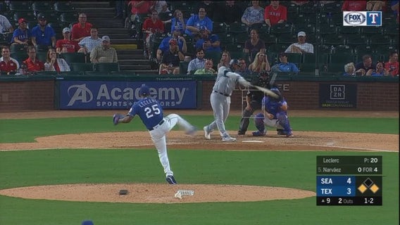 Mariners score twice in ninth inning, beat Rangers 5-3