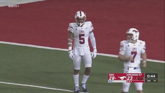 Jones with 3 TDs, SMU holds on to beat Arkansas St. 37-30