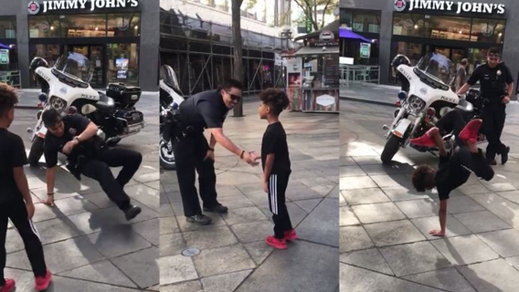 Boy, officer bust out insane moves in break dance face off