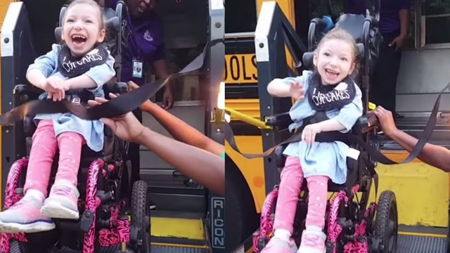 Precious little girl super excited for first day of school in adorable video