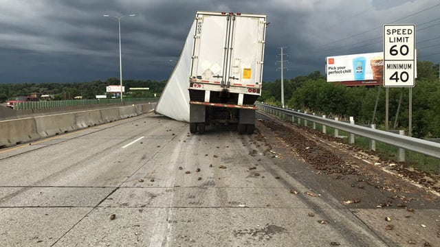 Lost load of nearly 45,000 potatoes shuts down interstate