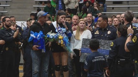 Police officers show support for daughter of officer killed in 2016 Downtown Dallas ambush