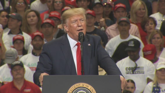 President Trump praises Texas conservatives, defends his policies at Dallas campaign rally