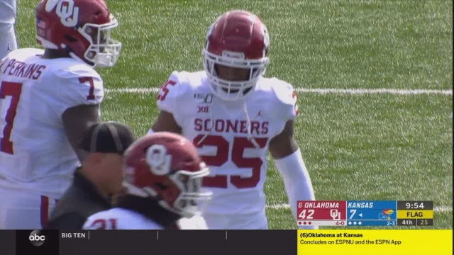 Hurts provides 4 TDs as No. 6 Sooners beat Jayhawks, 45-20