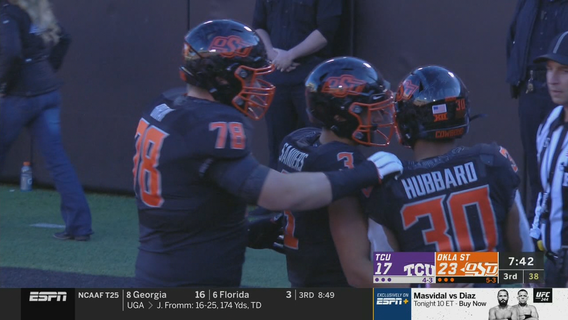 Hubbard's 223 yards, 2 TDs lead Oklahoma St past TCU 34-27