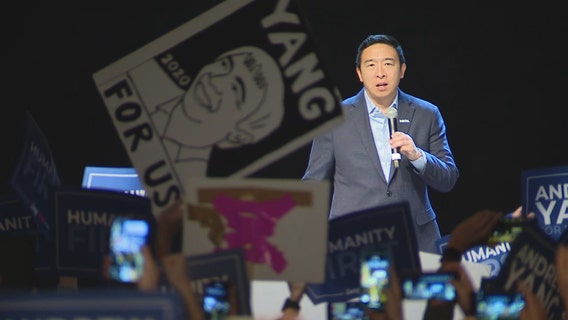 Democrat presidential candidate Andrew Yang makes campaign stop in Dallas