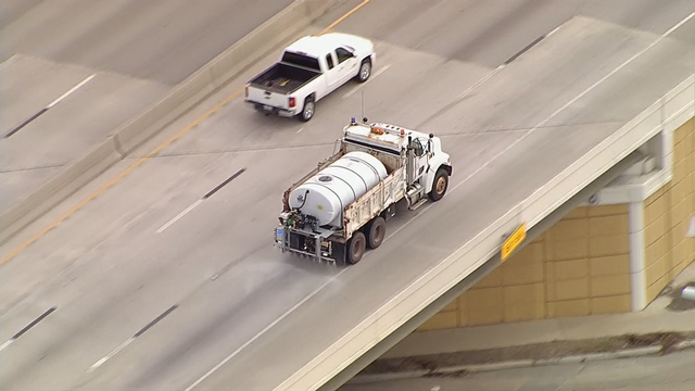 TxDOT treats bridges and overpasses ahead of potential rain/snow mix Tuesday morning