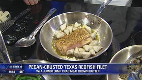 Pecan Crusted Redfish with Crab and Brown Butter