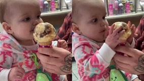 Baby’s hilarious reaction to first taste of ice cream goes viral