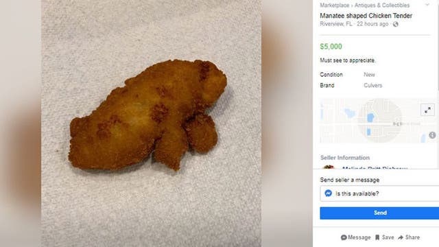 Woman lists ‘manatee-shaped’ chicken tender on Facebook Marketplace for $5,000
