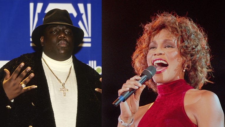 FILE: This combination photo shows Notorious B.I.G. and singer Whitney Houston.
