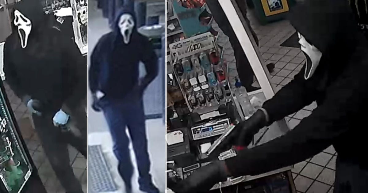 Armed man disguised in 'Scream' mask wanted for multiple gas station ...