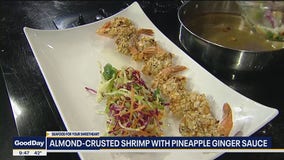 Almond-Crusted Jumbo Shrimp Pineapple Ginger Sauce