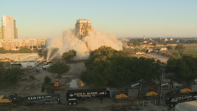 Part of Dallas building stays up after Sunday morning implosion