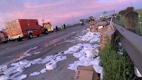 18-wheeler carrying toilet paper crashes in Dallas