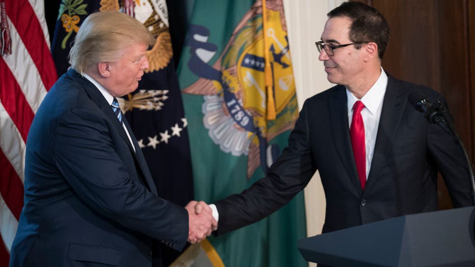 President Trump Meets with Treasury Secretary Mnuchin at Treasury Department