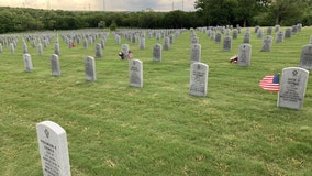 Volunteers unable to place flags at DFW National Cemetery for Memorial Day due to COVID-19 pandemic