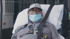 Veteran COVID-19 patient released from the hospital after Blue Angels flyover