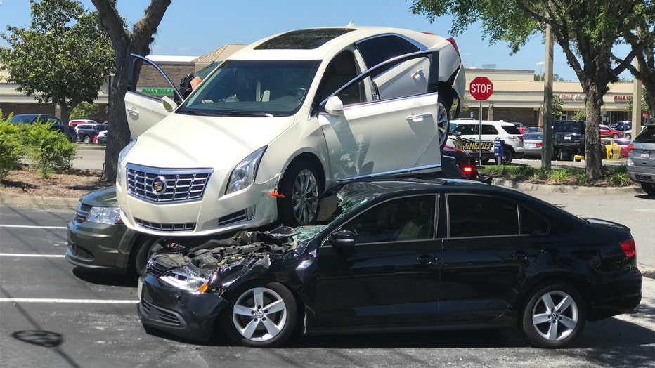 car on parked cars