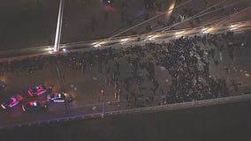 674 protesters detained on West Dallas bridge Monday night before being released