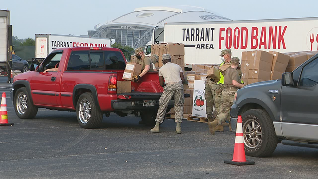 Tarrant Area Food Bank distributing food at Globe Life Field