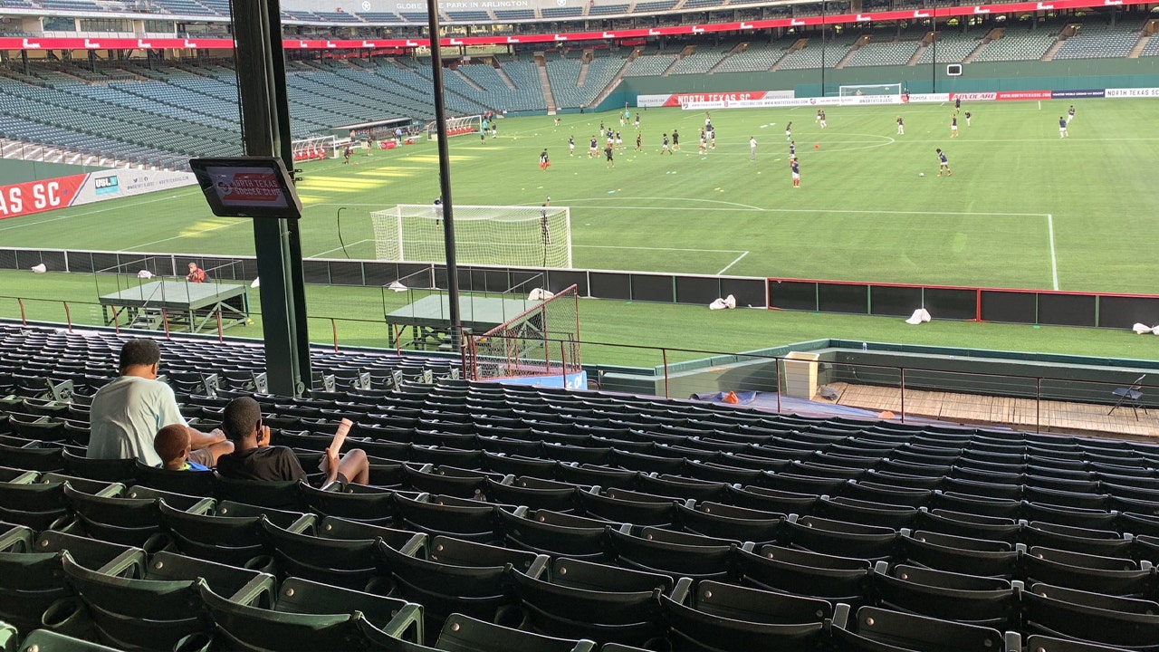 A sneak peek at Globe Life Park's soccer set up for North Texas SC - 3rd  Degree