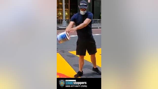 Cops search for man who threw red paint on BLM mural outside Trump Tower