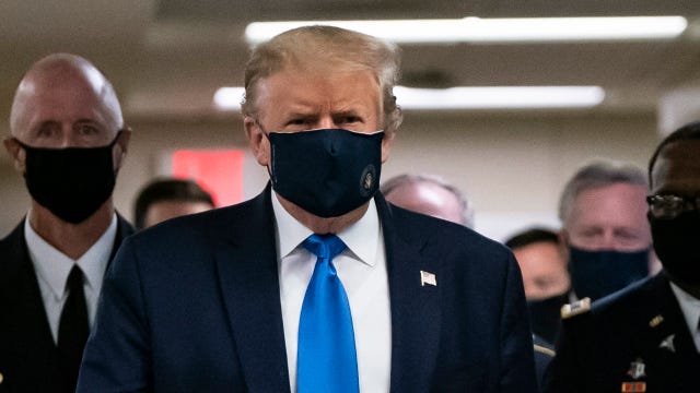 President Trump wears mask in public for first time during pandemic