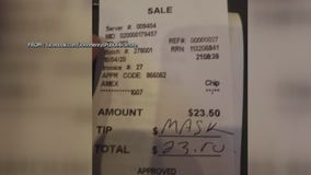 Man stiffs waitress, writes word "MASK" on receipt after being asked to wear face covering