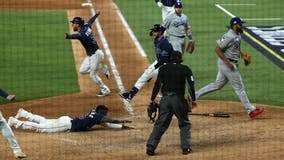 Stumbling stunner! Rays shock Dodgers in 9th, tie Series 2-2