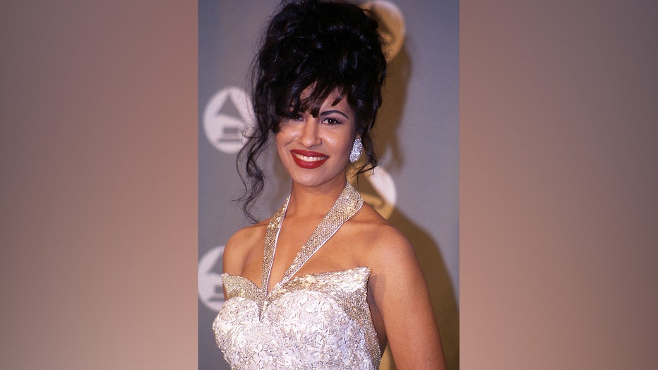 FILE - Selena in the press room at the 1994 Grammy Awards in New York City, New York.